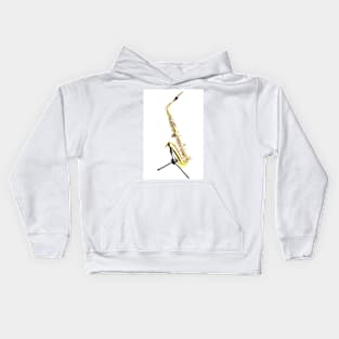 Saxophone On Stand White Background Kids Hoodie